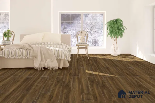 HDF Laminate Wood Floor AC4 Grade LF 00321 E Majestic Quattro Walnut 48 x 8 inch (1217x196 mm) - 8 mm | Aqua Protect 12 Hours Water Resistance | 20 Years Warranty | Anti Static and Stain Resistant | Straight Edge | Wood Embossed Surface | Uniclic Installation | 10 Plank Variations