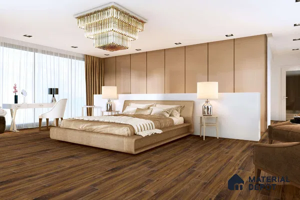 HDF Laminate Wood Floor AC4 Grade LF 00321 F Majestic Stretto Walnut 48 x 8 inch (1217x196 mm) - 8 mm | Aqua Protect 12 Hours Water Resistance | 20 Years Warranty | Anti Static and Stain Resistant | Straight Edge | Wood Embossed Surface | Uniclic Installation | 10 Plank Variations