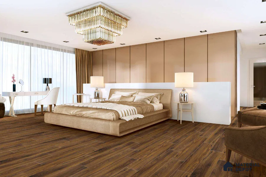 HDF Laminate Wood Floor AC4 Grade LF 00321 F Majestic Stretto Walnut 48 x 8 inch (1217x196 mm) - 8 mm | Aqua Protect 12 Hours Water Resistance | 20 Years Warranty | Anti Static and Stain Resistant | Straight Edge | Wood Embossed Surface | Uniclic Installation | 10 Plank Variations