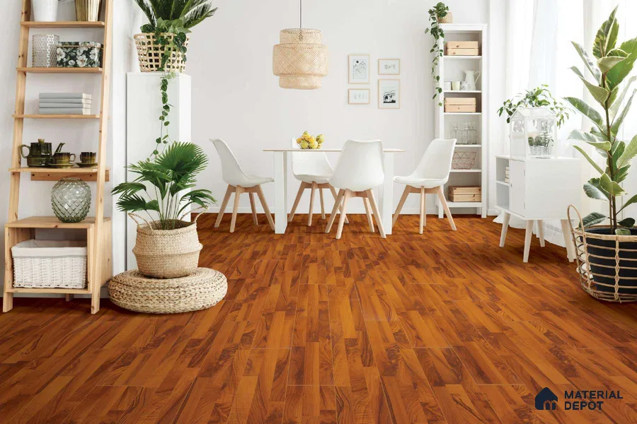 HDF Laminate Wood Floor AC4 Grade LF 00322 Majestic Stripped Rosewood 48 x 8 inch (1217x196 mm) - 8 mm | Aqua Protect 12 Hours Water Resistance | 20 Years Warranty | Anti Static and Stain Resistant | Straight Edge | Wood Embossed Surface | Uniclic Installation | 10 Plank Variations