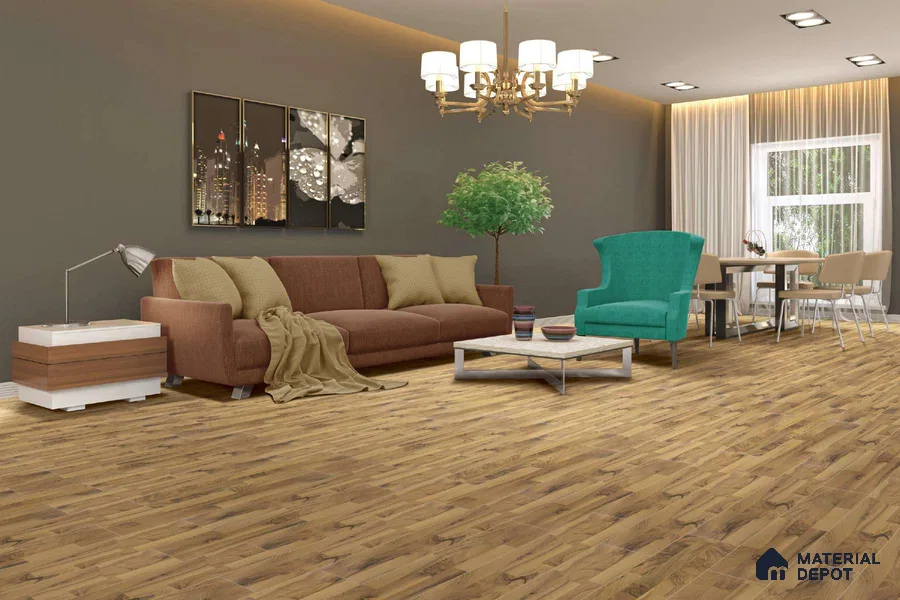 HDF Laminate Wood Floor AC4 Grade LF 00322 D Majestic Stripped Walnut 48 x 8 inch (1217x196 mm) - 8 mm | Aqua Protect 12 Hours Water Resistance | 20 Years Warranty | Anti Static and Stain Resistant | Straight Edge | Wood Embossed Surface | Uniclic Installation | 10 Plank Variations