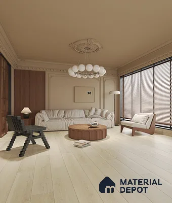 HDF Laminate Wood Floor AC4 Grade LF 00324 Panorama Soothing Silver 48 x 9 inch (1215x240 mm) - 8 mm | Aqua Protect 12 Hours Water Resistance | Anti Static and Stain Resistant | 0.5 mm V Groove | Wood Embossed Surface | Uniclic Installation | 10 Plank Variations
