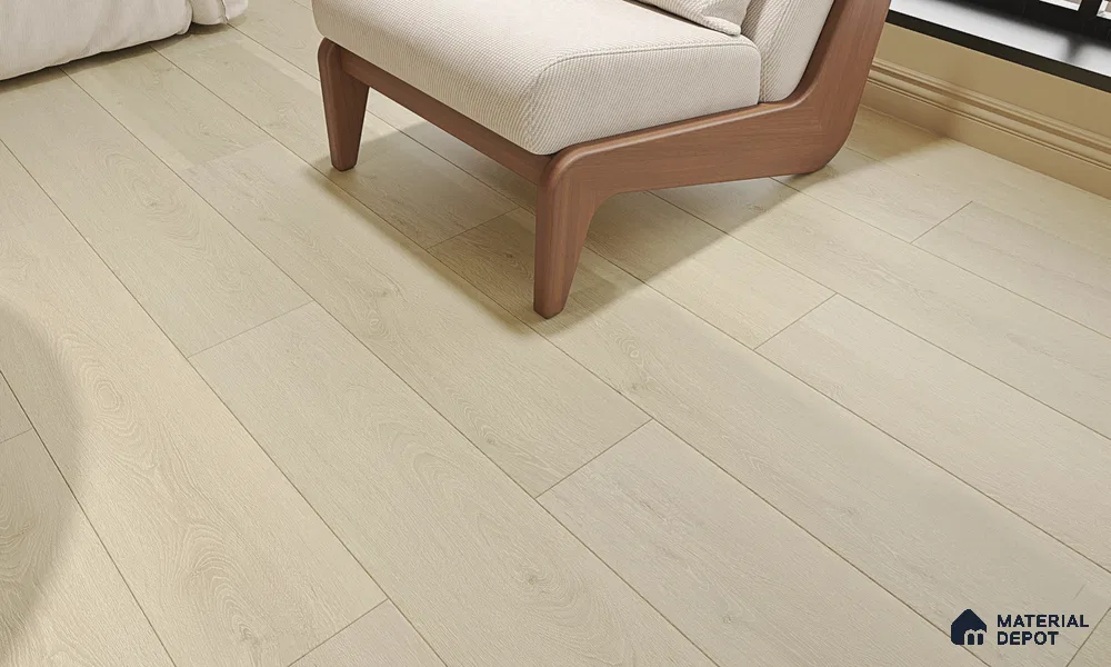 HDF Laminate Wood Floor AC4 Grade LF 00324 Panorama Soothing Silver 48 x 9 inch (1215x240 mm) - 8 mm | Aqua Protect 12 Hours Water Resistance | Anti Static and Stain Resistant | 0.5 mm V Groove | Wood Embossed Surface | Uniclic Installation | 10 Plank Variations