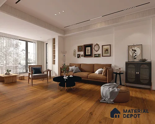 HDF Laminate Wood Floor AC4 Grade LF 00323 E Panorama Burgundy Bliss 48 x 9 inch (1215x240 mm) - 8 mm | Aqua Protect 12 Hours Water Resistance | Anti Static and Stain Resistant | 0.5 mm V Groove | Wood Embossed Surface | Uniclic Installation | 10 Plank Variations | 10 Years Warranty
