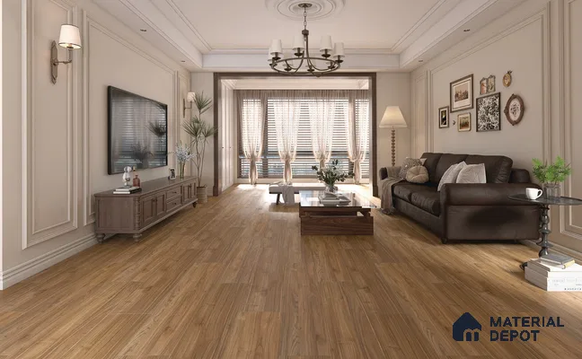 HDF Laminate Wood Floor AC4 Grade LF 00323 Panorama Mocha Twilight 48 x 9 inch (1215x240 mm) - 8 mm | Aqua Protect 12 Hours Water Resistance | Anti Static and Stain Resistant | 0.5 mm V Groove | Wood Embossed Surface | Uniclic Installation | 10 Plank Variations