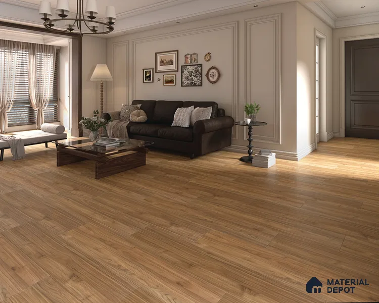 HDF Laminate Wood Floor AC4 Grade LF 00323 Panorama Mocha Twilight 48 x 9 inch (1215x240 mm) - 8 mm | Aqua Protect 12 Hours Water Resistance | Anti Static and Stain Resistant | 0.5 mm V Groove | Wood Embossed Surface | Uniclic Installation | 10 Plank Variations