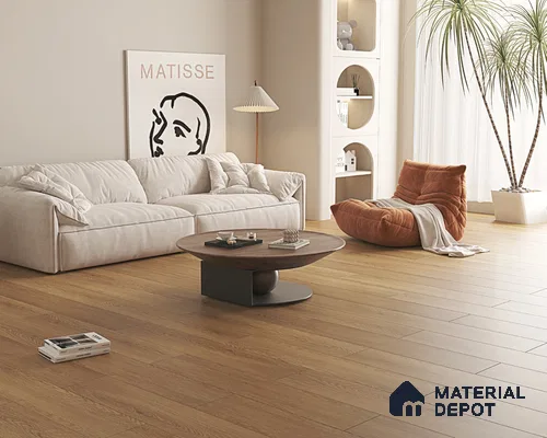 HDF Laminate Wood Floor AC4 Grade LF 00323 B Panorama Pearly Dawn 48 x 9 inch (1215x240 mm) - 8 mm | Aqua Protect 12 Hours Water Resistance | Anti Static and Stain Resistant | 0.5 mm V Groove | Wood Embossed Surface | Uniclic Installation | 10 Plank Variations