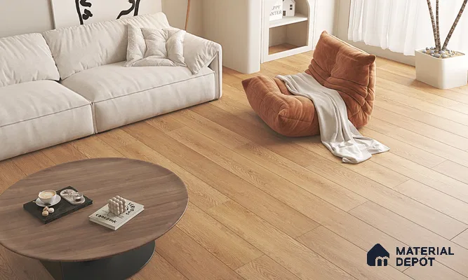 HDF Laminate Wood Floor AC4 Grade LF 00323 B Panorama Pearly Dawn 48 x 9 inch (1215x240 mm) - 8 mm | Aqua Protect 12 Hours Water Resistance | Anti Static and Stain Resistant | 0.5 mm V Groove | Wood Embossed Surface | Uniclic Installation | 10 Plank Variations
