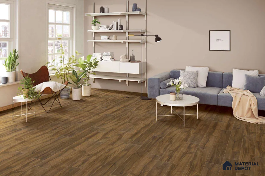 HDF Real Groove Laminate Wood Floor AC5 Grade LF 00326 E Riservia Biscuit 48 x 7 inch (1216x168 mm) - 8 mm | Aqua Protect 12 Hours Water Resistance | Anti Static and Stain Resistant | 0.5 mm V Groove | Real Wood Touch Surface | Uniclic Installation | 14 Plank Variations | 20 Years Warranty | EIR Surface