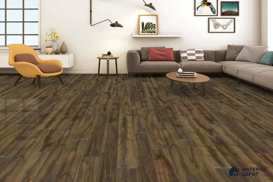 HDF Real Groove Laminate Wood Floor AC5 Grade LF 00326 C Riservia Charcoal 48 x 7 inch (1216x168 mm) - 8 mm | Aqua Protect 12 Hours Water Resistance | Anti Static and Stain Resistant | 0.5 mm V Groove | Real Wood Touch Surface | Uniclic Installation | 14 Plank Variations | 20 Years Warranty | EIR Surface
