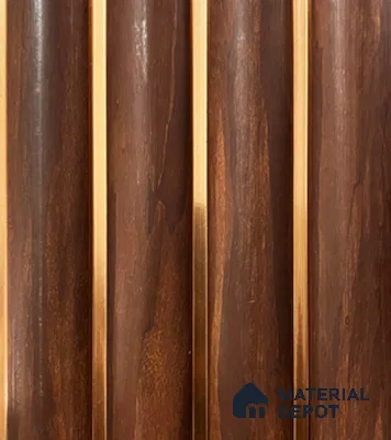 Brown Wooden Louver PN 00854 8 ft x 4.9 inch Charcoal Panel - 12 mm | Suitable for Feature Wall, TV Unit & Living Room | Width is Subjected to 5% Variation