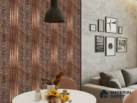 Brown Patterned Louver PN 01647 8 ft x 12 inch Charcoal Panel - 6 mm | Suitable for Feature Wall, TV Unit & Living Room | Width is Subjected to 5% Variation