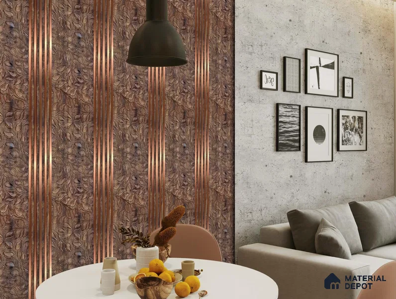Brown Patterned Louver PN 01647 8 ft x 12 inch Charcoal Panel - 6 mm | Suitable for Feature Wall, TV Unit & Living Room | Width is Subjected to 5% Variation