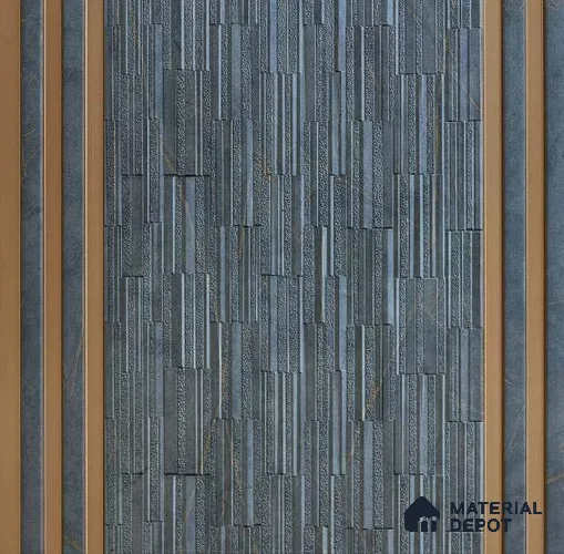 Grey Patterned Louver PN 01648 8 ft x 12 inch Charcoal Panel - 6 mm | Suitable for Feature Wall, TV Unit & Living Room | Width is Subjected to 5% Variation