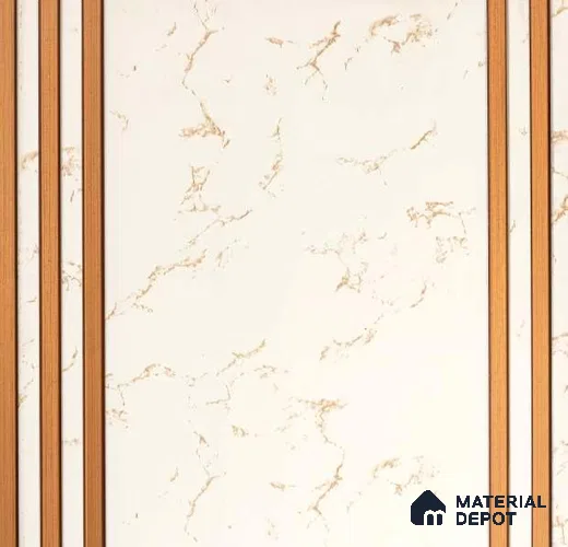 White Marble Louver PN 01649 8 ft x 12 inch Charcoal Panel - 6 mm | Suitable for Feature Wall, TV Unit & Living Room | Width is Subjected to 5% Variation