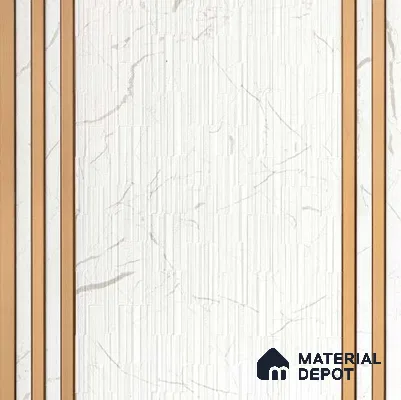 White Marble Louver PN 01650 8 ft x 12 inch Charcoal Panel - 6 mm | Suitable for Feature Wall, TV Unit & Living Room | Width is Subjected to 5% Variation