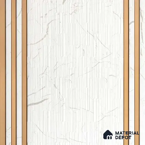 White Marble Louver PN 01650 8 ft x 12 inch Charcoal Panel - 6 mm | Suitable for Feature Wall, TV Unit & Living Room | Width is Subjected to 5% Variation