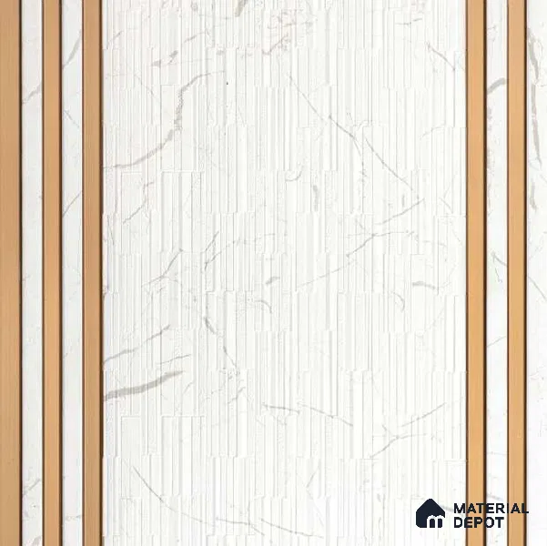 White Marble Louver PN 01650 8 ft x 12 inch Charcoal Panel - 6 mm | Suitable for Feature Wall, TV Unit & Living Room | Width is Subjected to 5% Variation
