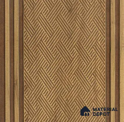 Brown Patterned Louver PN 01652 8 ft x 12 inch Charcoal Panel - 6 mm | Suitable for Feature Wall, TV Unit & Living Room | Width is Subjected to 5% Variation