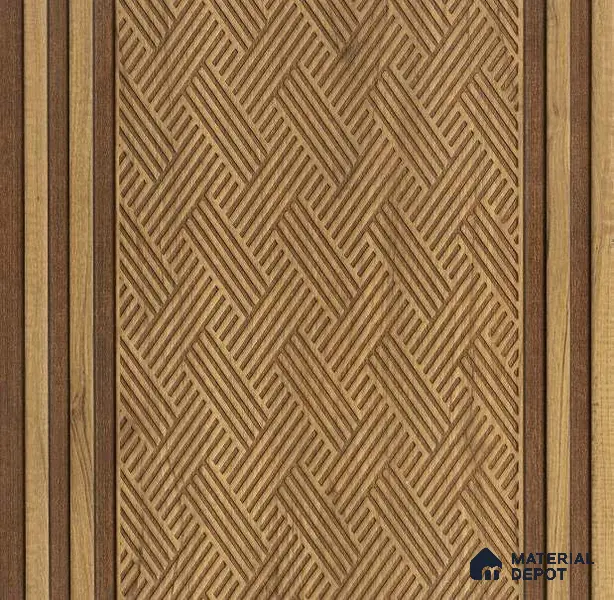 Brown Patterned Louver PN 01652 8 ft x 12 inch Charcoal Panel - 6 mm | Suitable for Feature Wall, TV Unit & Living Room | Width is Subjected to 5% Variation