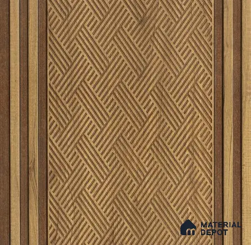 Brown Patterned Louver PN 01652 8 ft x 12 inch Charcoal Panel - 6 mm | Suitable for Feature Wall, TV Unit & Living Room | Width is Subjected to 5% Variation