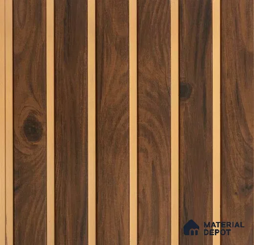 Brown Wooden Louver PN 00544 8 ft x 12 inch Charcoal Panel - 6 mm | Suitable for Feature Wall, TV Unit & Living Room | Width is Subjected to 5% Variation