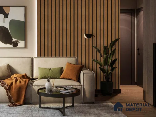 Brown Wooden Louver PN 01646 8 ft x 12 inch Charcoal Panel - 6 mm | Suitable for Feature Wall, TV Unit & Living Room | Width is Subjected to 5% Variation