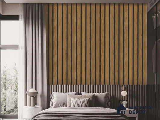 Brown Wooden Louver PN 01644 8 ft x 12 inch Charcoal Panel - 6 mm | Suitable for Feature Wall, TV Unit & Living Room | Width is Subjected to 5% Variation