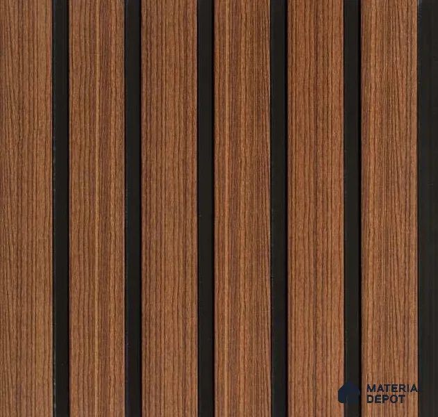 Brown Wooden Louver PN 01645 8 ft x 12 inch Charcoal Panel - 6 mm | Suitable for Feature Wall, TV Unit & Living Room | Width is Subjected to 5% Variation