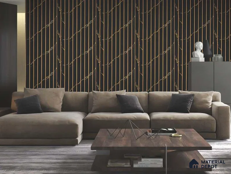 Black Marble Louver PN 01655 8 ft x 12 inch Charcoal Panel - 6 mm | Suitable for Feature Wall, TV Unit & Living Room | Width is Subjected to 5% Variation