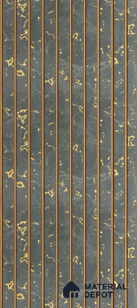 Grey Marble Louver PN 01656 8 ft x 12 inch Charcoal Panel - 6 mm | Suitable for Feature Wall, TV Unit & Living Room | Width is Subjected to 5% Variation