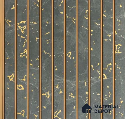 Grey Marble Louver PN 01656 8 ft x 12 inch Charcoal Panel - 6 mm | Suitable for Feature Wall, TV Unit & Living Room | Width is Subjected to 5% Variation