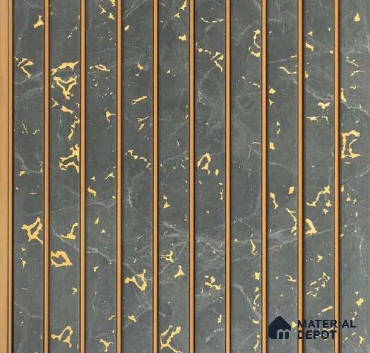 Grey Marble Louver PN 01656 8 ft x 12 inch Charcoal Panel - 6 mm | Suitable for Feature Wall, TV Unit & Living Room | Width is Subjected to 5% Variation