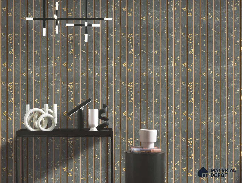 Grey Marble Louver PN 01656 8 ft x 12 inch Charcoal Panel - 6 mm | Suitable for Feature Wall, TV Unit & Living Room | Width is Subjected to 5% Variation