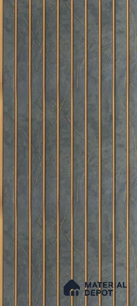 Grey Marble Louver PN 01657 8 ft x 12 inch Charcoal Panel - 6 mm | Suitable for Feature Wall, TV Unit & Living Room | Width is Subjected to 5% Variation