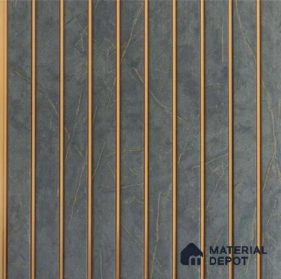 Grey Marble Louver PN 01657 8 ft x 12 inch Charcoal Panel - 6 mm | Suitable for Feature Wall, TV Unit & Living Room | Width is Subjected to 5% Variation