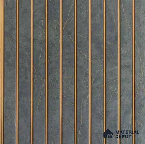 Grey Marble Louver PN 01657 8 ft x 12 inch Charcoal Panel - 6 mm | Suitable for Feature Wall, TV Unit & Living Room | Width is Subjected to 5% Variation