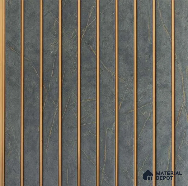 Grey Marble Louver PN 01657 8 ft x 12 inch Charcoal Panel - 6 mm | Suitable for Feature Wall, TV Unit & Living Room | Width is Subjected to 5% Variation