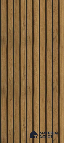 Brown Wooden Louver PN 01658 8 ft x 12 inch Charcoal Panel - 6 mm | Suitable for Feature Wall, TV Unit & Living Room | Width is Subjected to 5% Variation