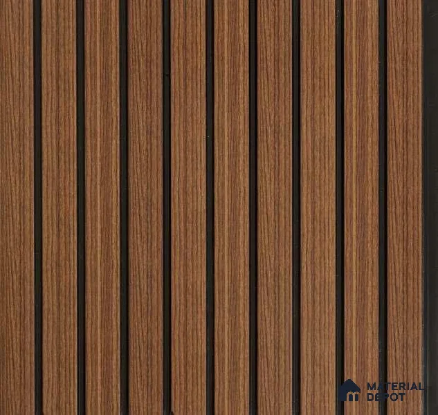 Brown Wooden Louver PN 01659 8 ft x 12 inch Charcoal Panel - 6 mm | Suitable for Feature Wall, TV Unit & Living Room | Width is Subjected to 5% Variation