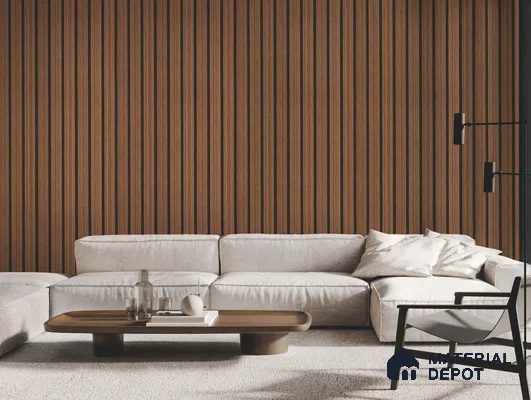Brown Wooden Louver PN 01659 8 ft x 12 inch Charcoal Panel - 6 mm | Suitable for Feature Wall, TV Unit & Living Room | Width is Subjected to 5% Variation