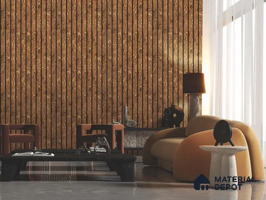 Brown Wooden Louver PN 00456 8 ft x 12 inch Charcoal Panel - 6 mm | Suitable for Feature Wall, TV Unit & Living Room | Width is Subjected to 5% Variation