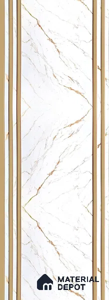 White Marble Look Charcoal Decorative Wall Panel PN 05645 8 ft x 1 ft - 7 mm | Suitable for Feature Wall, TV Unit & Living Room | Width is Subjected to 5% Variation