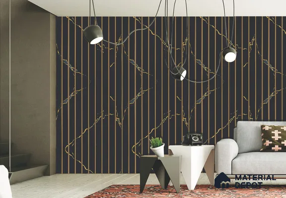 PN 05642 Charcoal Decorative Wall Panel - 8 ft x 1 ft - 7 mm | Width is Subjected to 5% Variation