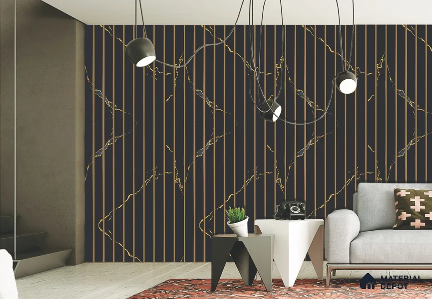 PN 05642 Charcoal Decorative Wall Panel - 8 ft x 1 ft - 7 mm | Width is Subjected to 5% Variation