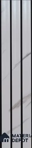 White Marble Look PVC Louver/Panel 10 ft x 1 ft - 10 mm | Ideal for Feature Wall, Living Room, Bedroom, TV Cabinet, Hotel, Restaurant, Office | PN 00391 | Image 01
