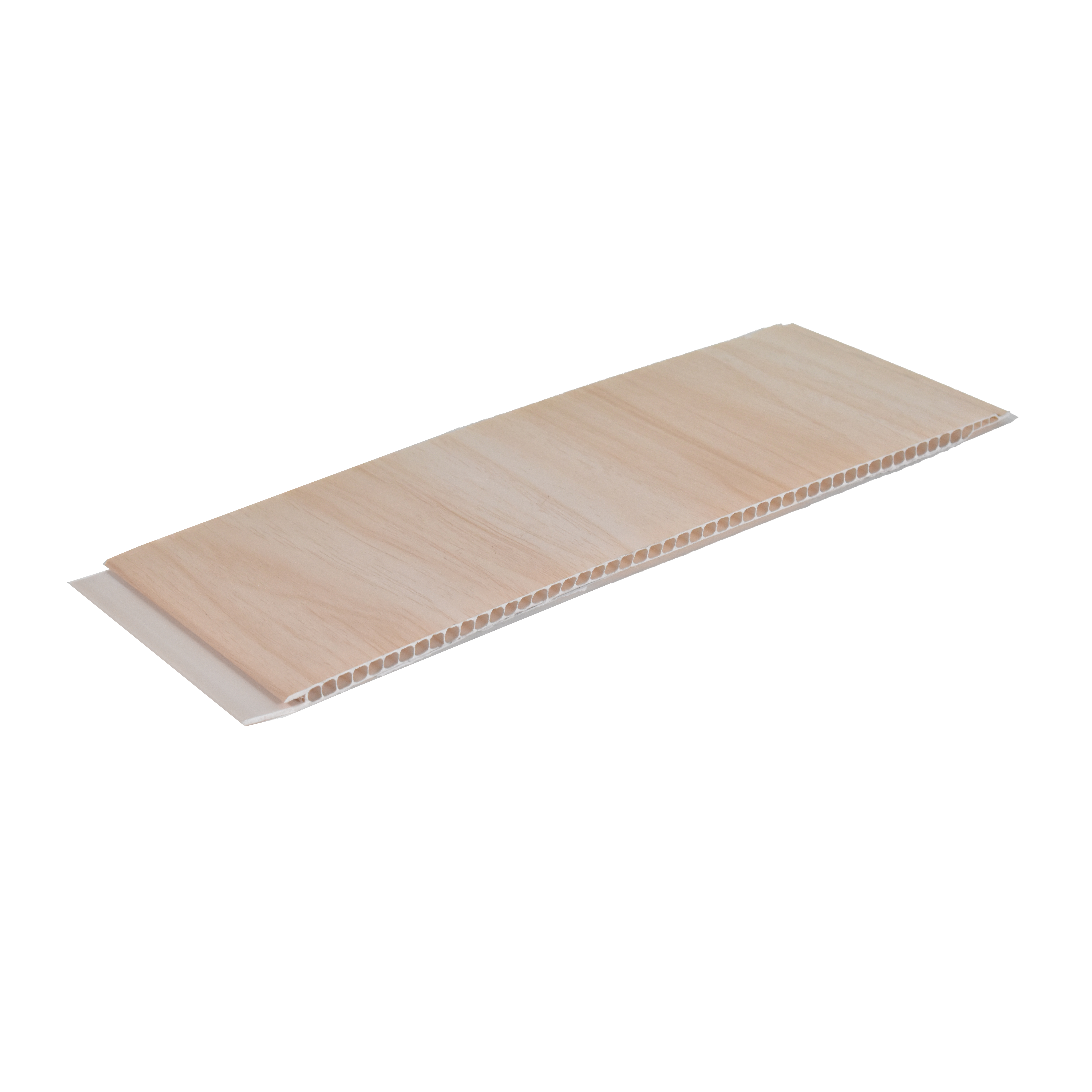 Beige Wooden Louver PN 00432 10 ft x 10 inch PVC Panel - 6 mm | Suitable for Feature Wall, TV Unit & Living Room | Width is Subjected to 5% Variation