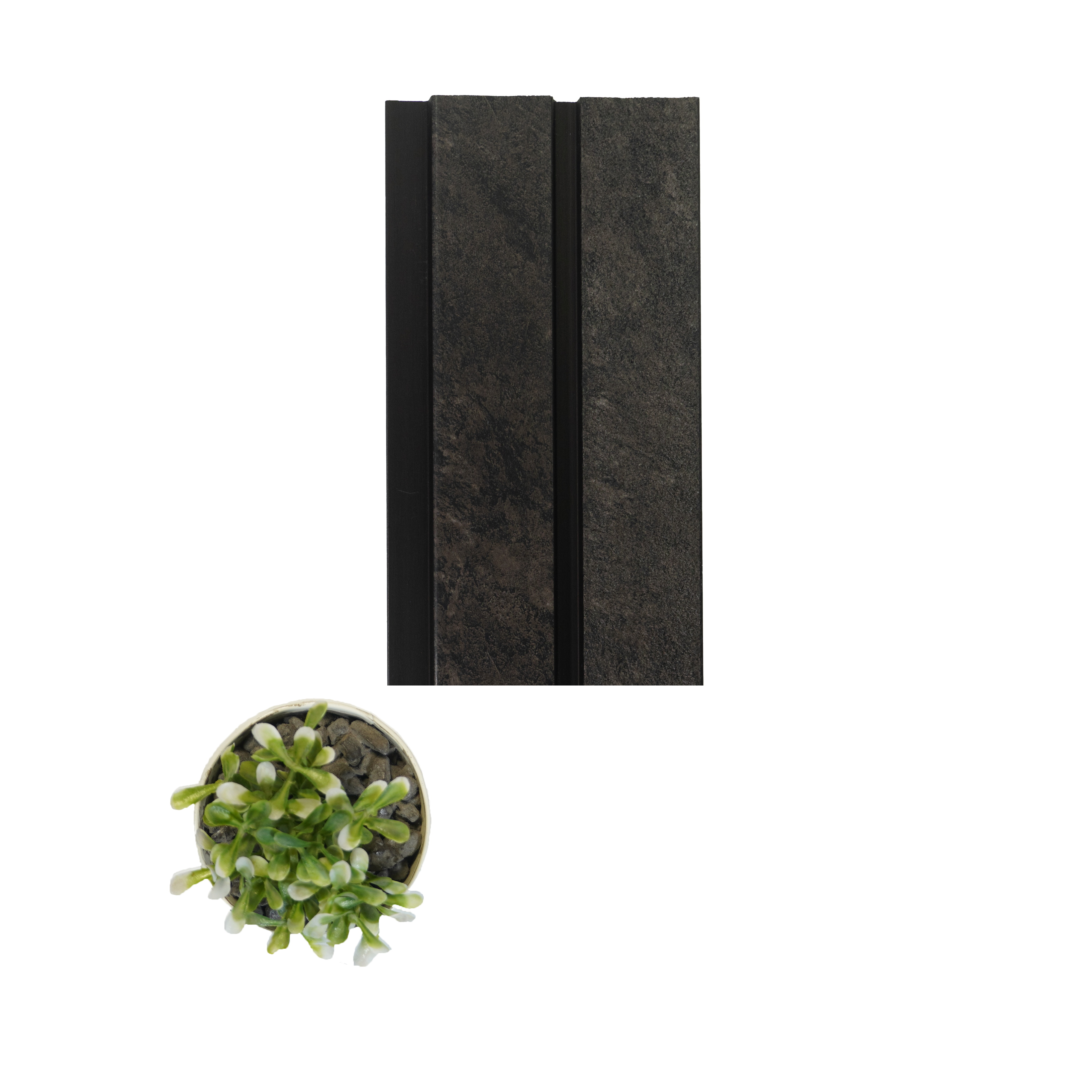 Brown Stone Louver PN 00460 9.5 ft x 4.9 inch Charcoal Panel - 12 mm | Suitable for Feature Wall, TV Unit & Living Room | Width is Subjected to 5% Variation