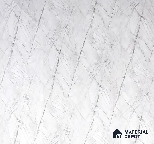 White Marble Look UPVC High Gloss Finish UV Marble Polygranite Sheets 8 ft x 4 ft | PG 00075 - 3 mm