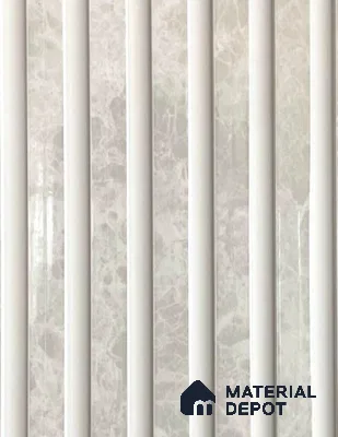 White Marble Louver PN 06090 10 ft x 9.8 inch PVC Panel - 10 mm | Suitable for Feature Wall, TV Unit & Living Room | Width is Subjected to 5% Variation